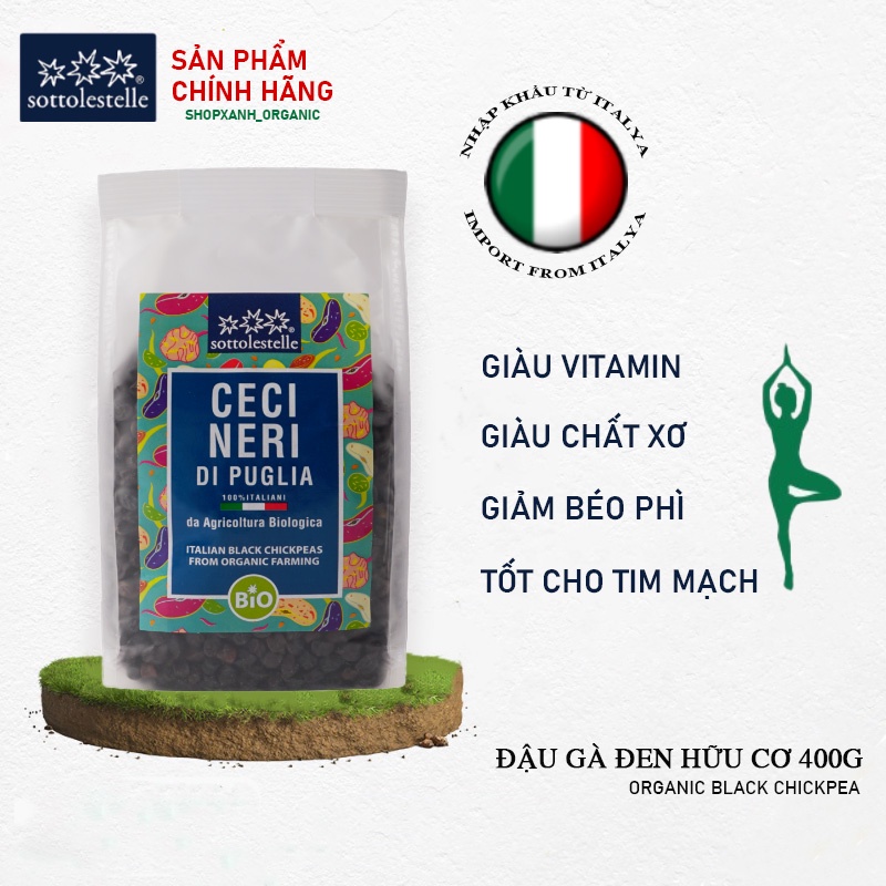 Đậu Gà Đen Ceci Neri Hữu Cơ Sottolestelle 400g - Tốt Cho Tim Mạch, Cung Cấp Nhiều Vitamin