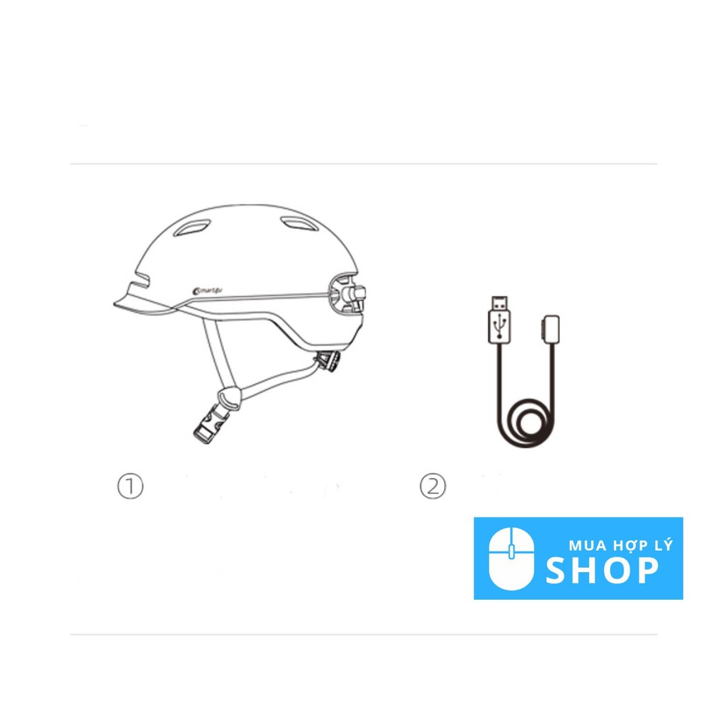 Mũ Nón Bảo Hiểm Xiaomi Youpin Smart4u SH50 Tích Hợp Đèn LED Đi Xe Máy Xe Đạp, An Toàn Và Thoáng Khí