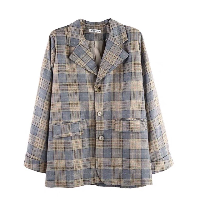 Áo khoác Vest Blazer kẻ caro phong cách Hàn Quốc cho cô nàng công sở kèm ảnh thật feedback