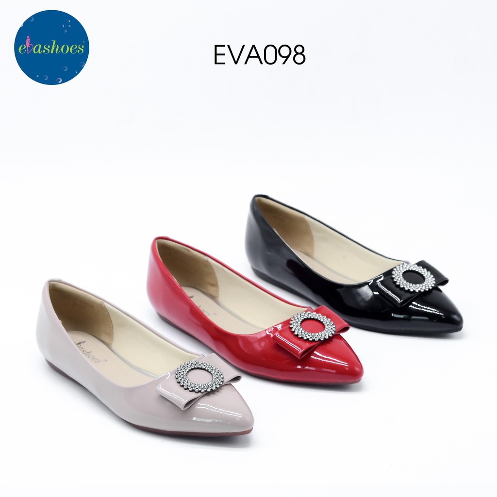 [Mã BMLTA50 giảm 10% đơn 99K] Giày Búp Bê Mũi Nhọn Phối Nơ Da Bóng Evashoes – EVA098