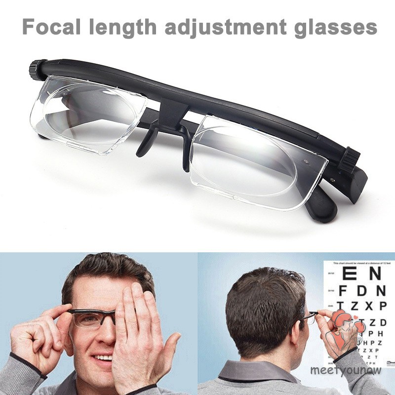 Portable Adjustable Strength Lens Glasses Variable Focus Distance Vision Zoom