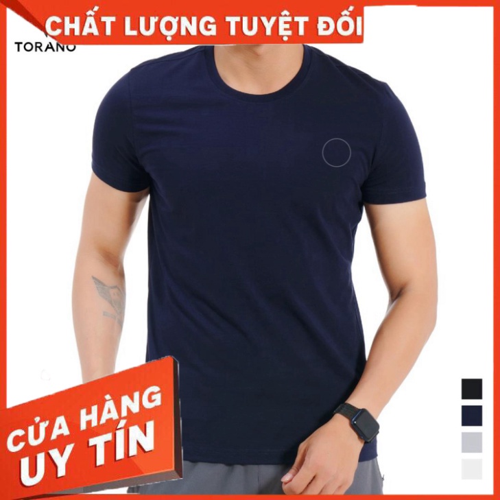 Áo thun nam trơn cổ tròn TORANO áo ngắn tay không cổ TS306 vải cotton mềm co giãn dầy dặn - HÀNG MỚI VỀ