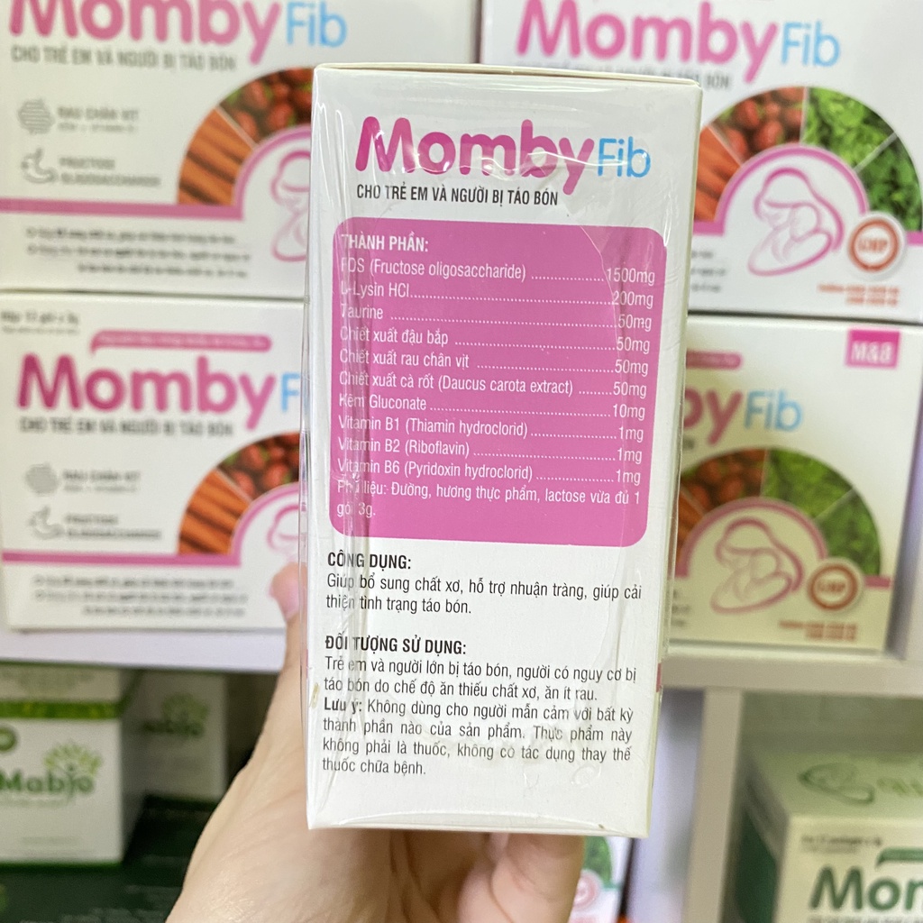 MOMBY FIB HỒNG Cốm vi sinh, Men vi sinh cho bé giúp nhuận tràng, tiêu hoá tốt, bổ sung chất xơ và vitamin, hết táo bón