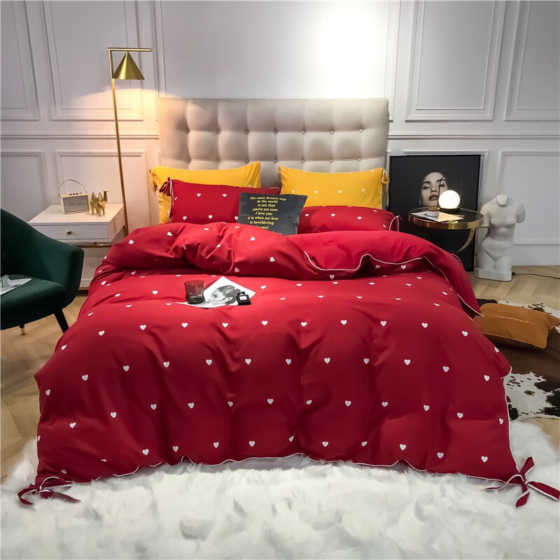 BỘ_CHĂN_GA_GỐI_COTTON_100%_HÀN_QUỐC_HỌA_TIẾT_HÌNH_TIM_SHOP_THỎ_GẤU_BEDDING