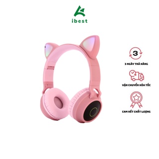 Tai Nghe Mèo Chụp Tai Không Dây Bluetooth Dễ Thương Kute Có Mic Đàm Thoại,Âm Bass Mạnh Mẽ Pin Trâu Có Thể Gấp Gọn
