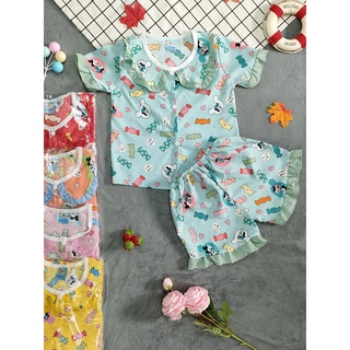 ( 3 bộ 3 màu 3 họa tiết khác nhau) Combo 3 Bộ Lụa Viền Tay ngắn Bé (14-20kg)