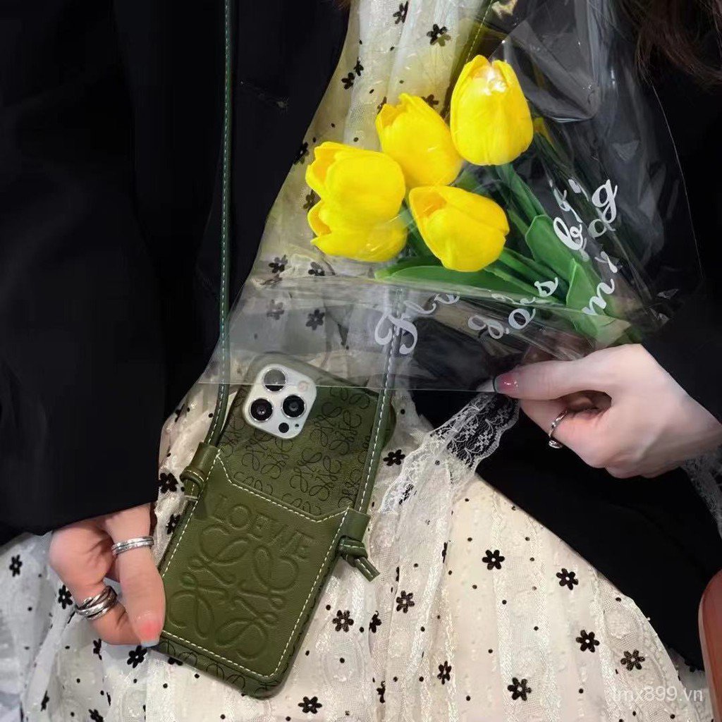 Ốp điện thoại chống rơi có dây đeo kèm ngăn đựng thẻ thích hợp cho Iphone 13 Promax 12 Pro Xs Max Xr 11 13 mini 12 11