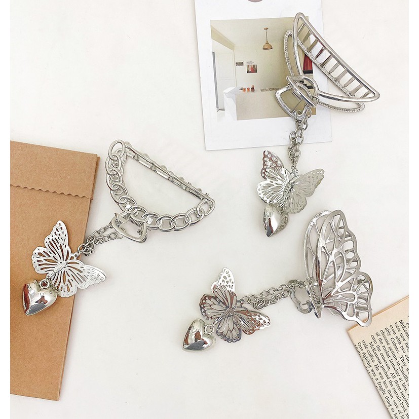 Kẹp tóc càng cua Hàn Quốc kim loại kèm bướm bay Butterfly cực HOT cho nữ