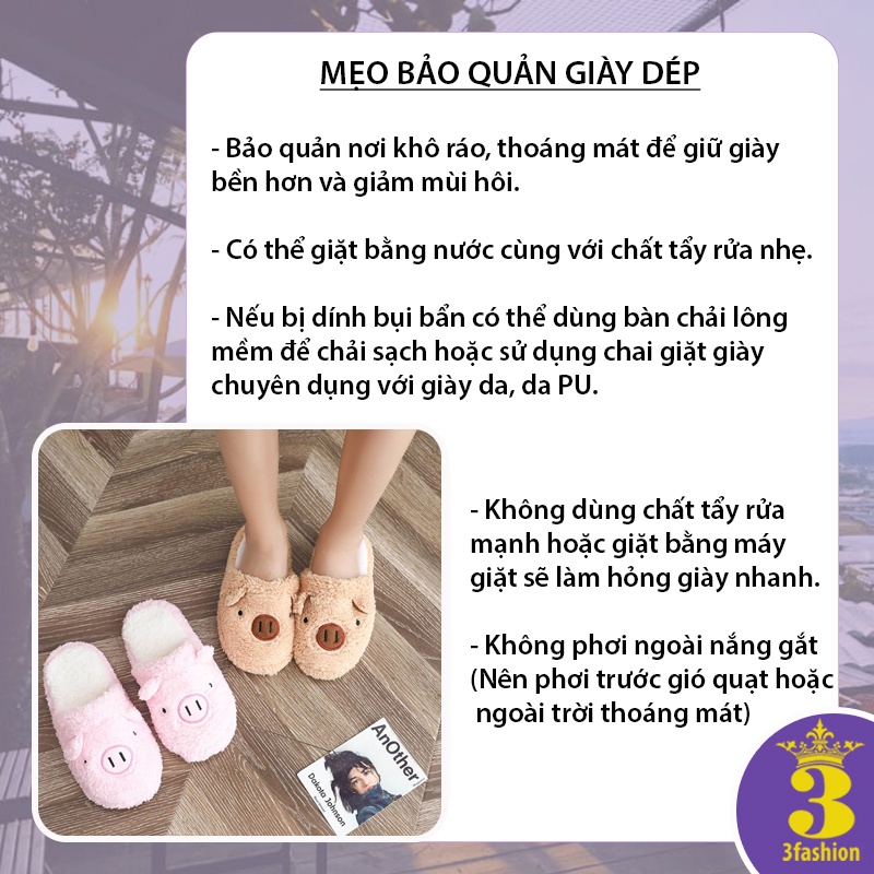 Dép Lông Đi Trong Nha Unisex Họa TiếT Pé Heo Mềm Mịn Cho Cả Nam Và Nữ - 3198