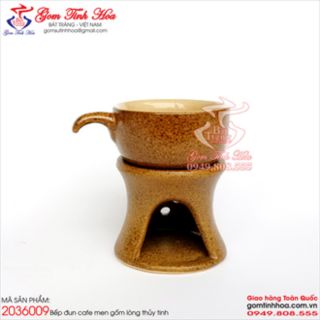 Bếp đun cafe đốt nến men gốm lòng thủy tinh