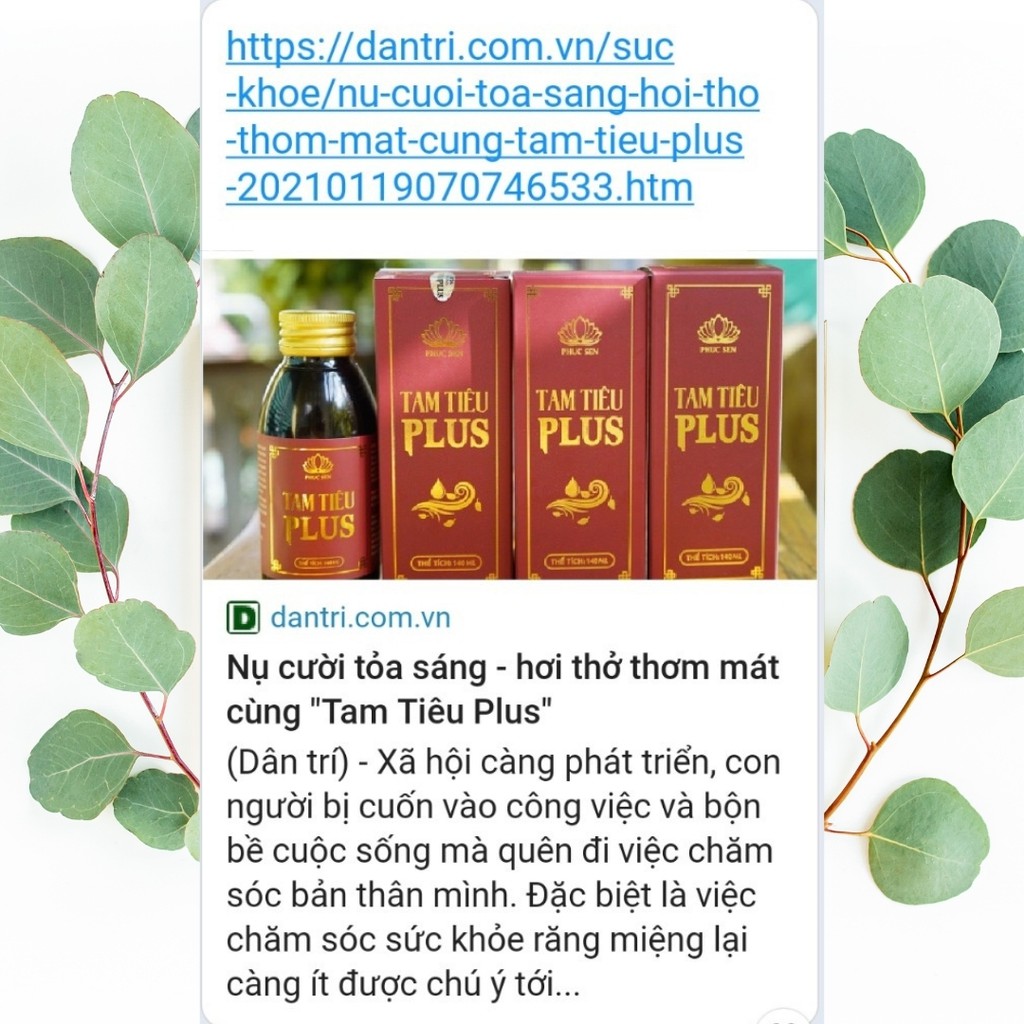 Nước Súc Miệng Tam Tiêu  Plus, Khử Mùi, Thơm Miệng, An Toàn Hiệu Quả - 100% Thảo Dược Thiên Nhiên (ad.tea)