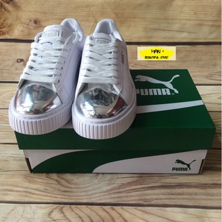(ảnh thật) Giày thể thao PUMA SUEDE PLATFORM trắng mũi bạc (Fullbox)