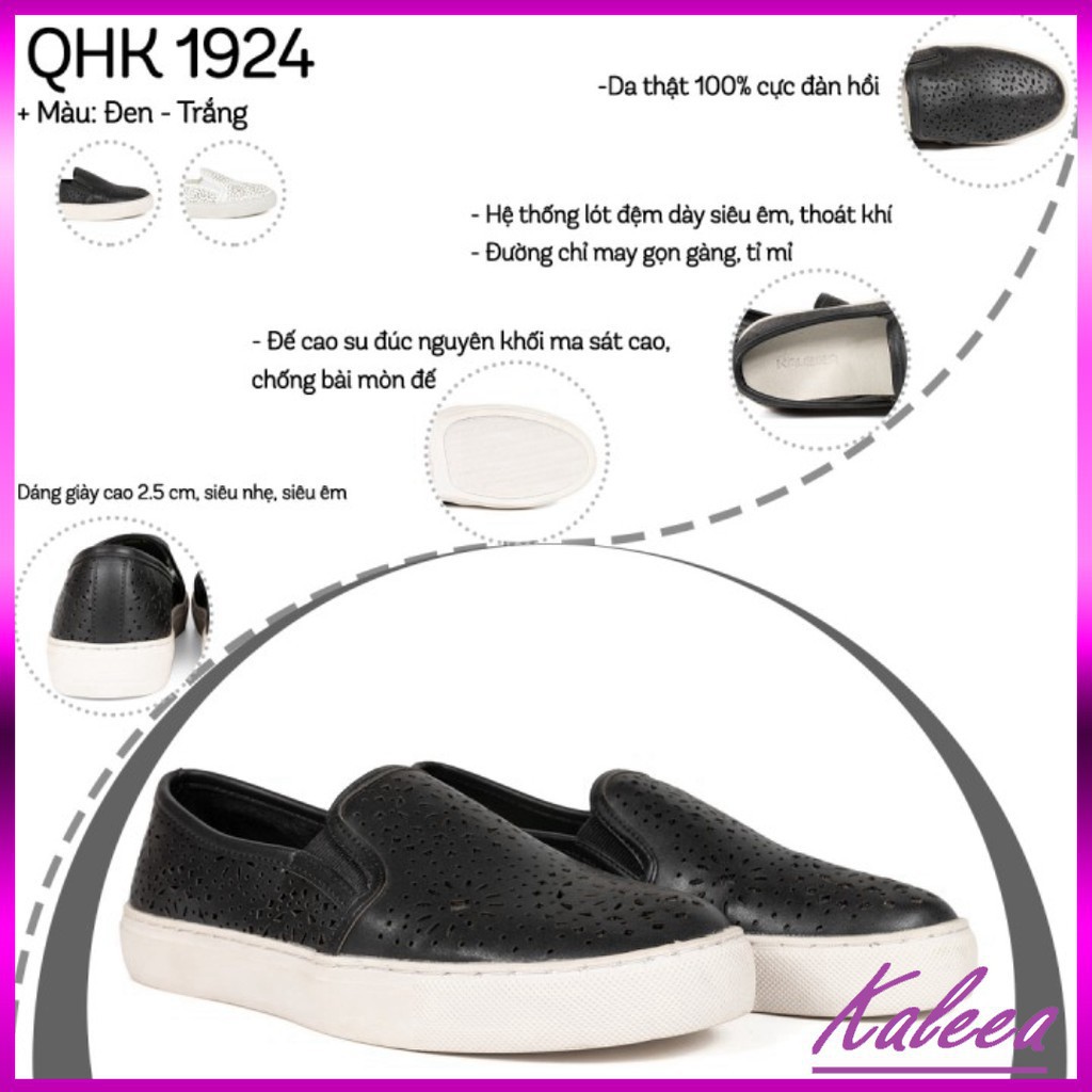 Giày slip on Nữ Kaleea QHK1924 - Giày Bệt Cao Cấp VNXK ,Da Bò Thật ,Siêu Nhẹ ,Thoát Khí - Hàng Chính Hãng Kaleea