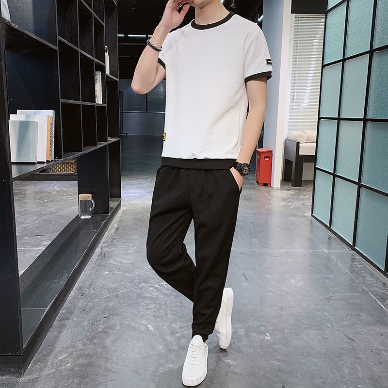 Bộ áo tay ngắn quần dài thời trang mùa hè cho nam có bán lẻ