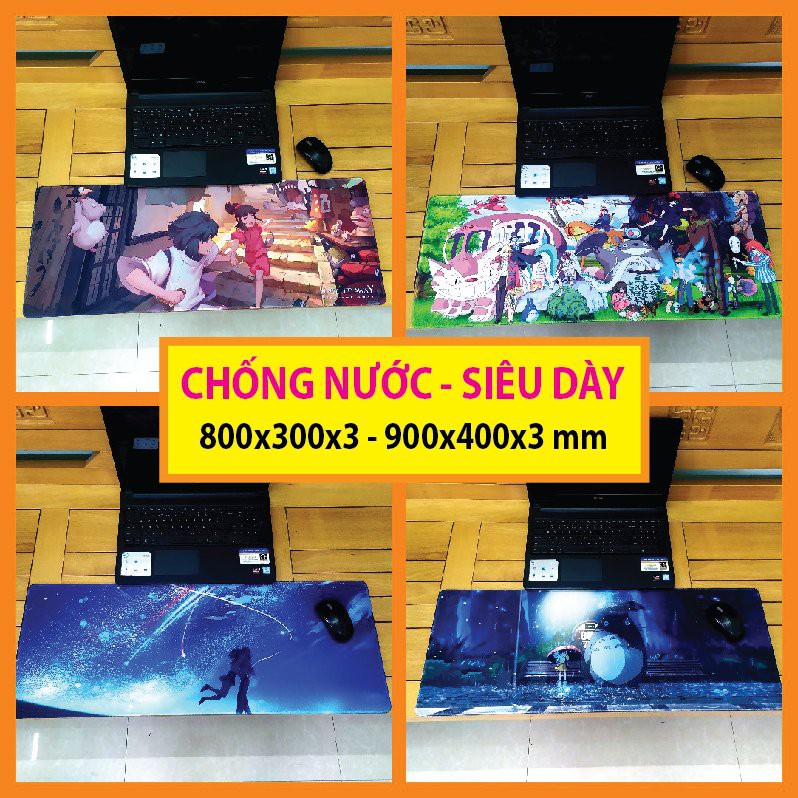 [CHỐNG NƯỚC] Tấm lót chuột, bàn di chuột, pad chuột size lớn 80x30/90x40 cm, siêu dày ANIME TOTORO