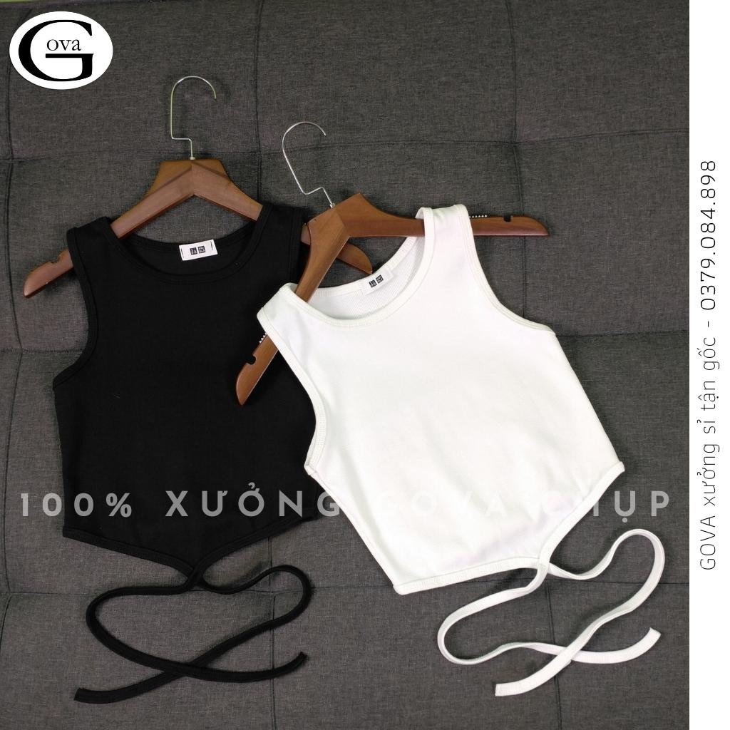 Áo Croptop Ba Lỗ DÂY QUẤN BỤNG Thun Gân Kiểu Sexy Nữ, Áo Thun Ôm Body Đẹp GOVA