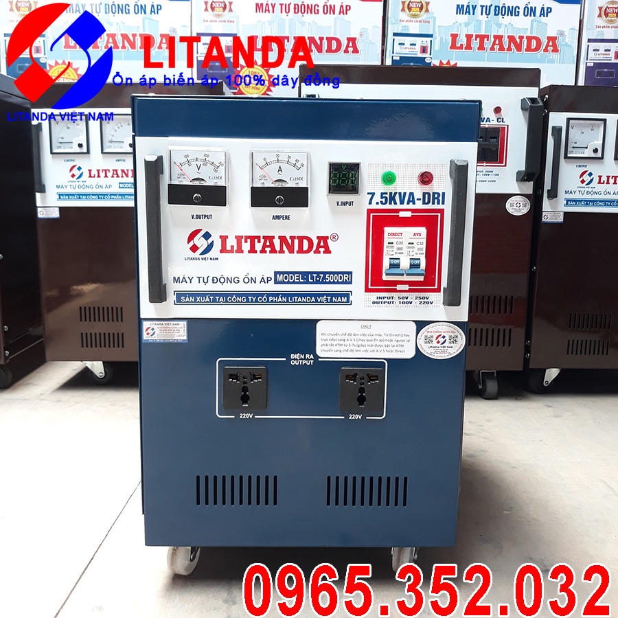 Ổn Áp Litanda 7,5KVA DRI 1 Pha Đời Mới 2021