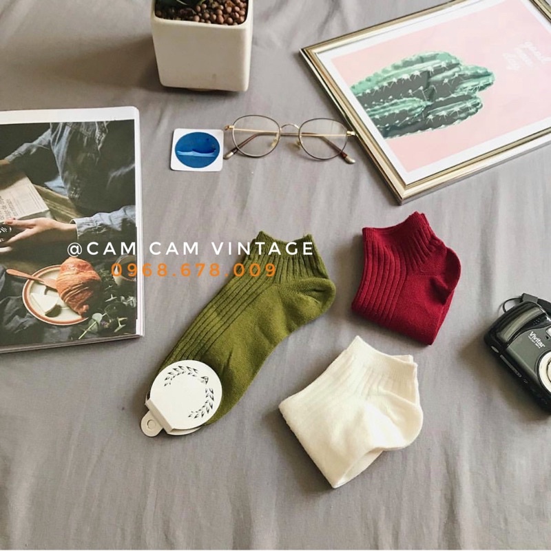 Tất vớ nam nữ ngắn cổ vớ cổ ngắn ulzzang Basic Vintage Hàn Quốc