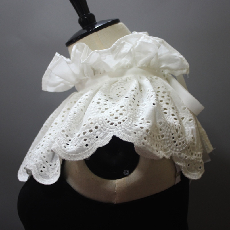 Khăn Choàng Cổ Đứng Giả Thêu Họa Tiết Phong Cách Hoàng Gia Vintage Cho Nữ