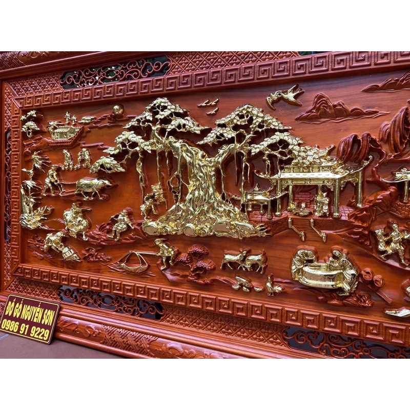 Tranh gỗ đồng quê 79 x 155cm