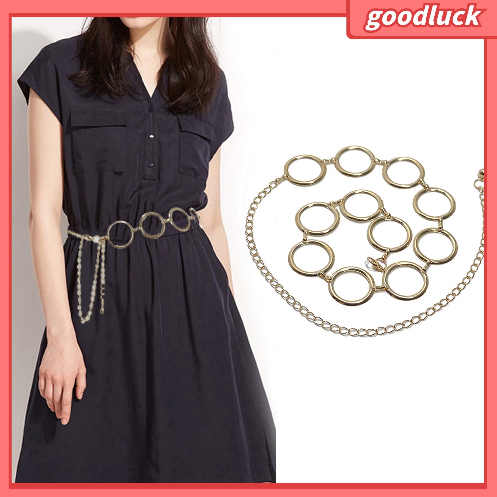 Thắt Lưng Mỏng Khóa Kim Loại Tròn Điều Chỉnh Được Cho Nữ