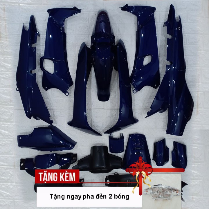 Dàn áo xe Wave 110 - wave zx - wave 110 đời 2002 đến 2006 dòng pha 2 bóng, nhựa ABS nguyên sinh, màu Xanh tím -tặng đèn