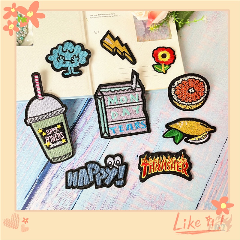 ♚ Ins - Miếng Vá Ủi Quần Áo Cho Tôi Một Mảnh ♚ 1 Sticker Ủi Thêu Hình Hoa Quả Chanh
