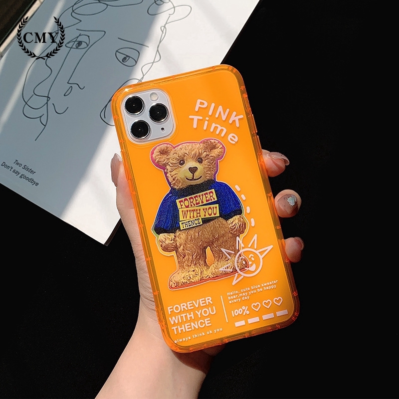 Ốp điện thoại họa tiết hình gấu phối vải lông cho iPhone11/11Pro 11pro Max X XR XS XS MAX 7 8 plus SE | BigBuy360 - bigbuy360.vn