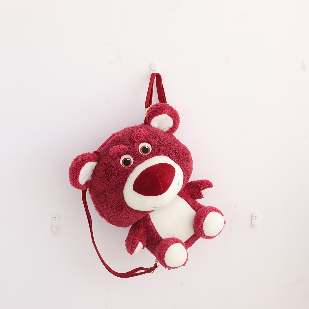 Ba Lô Đeo Vai Hình Gấu / Dâu Tây Hoạt Hình Nhồi Bông Dễ Thương Cho Học Sinh