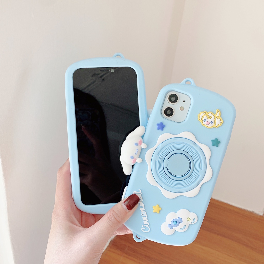 Ốp Điện Thoại Silicon Mềm Chống Sốc Hình Chú Cún Hoạt Hình Có Dây Đeo Cho iPhone 6 7 8Plus X XS XR 11 12 13promax