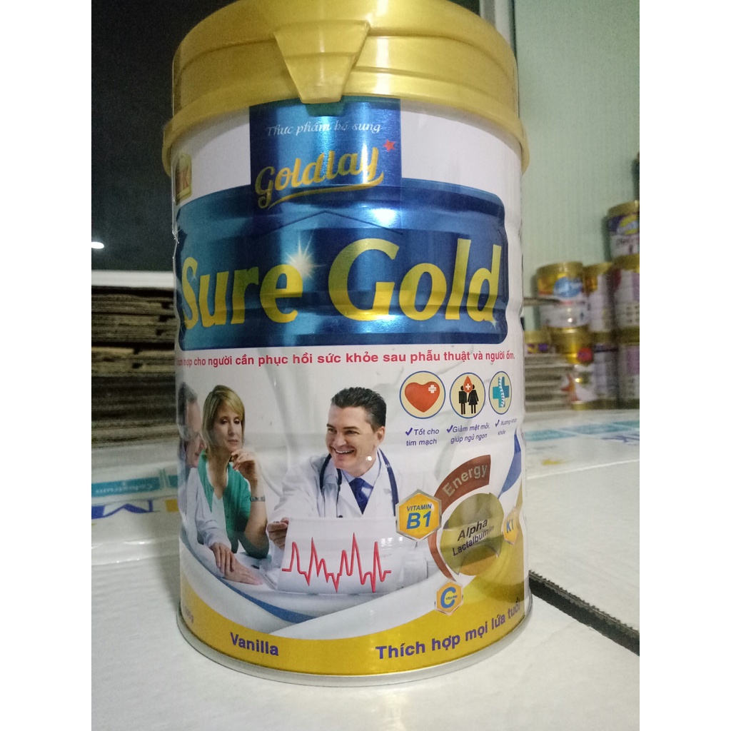 Sữa Goldlay Sure Gold bổ sung dinh dưỡng, phục hồi sức khỏe, tăng cường đề kháng lon 900g