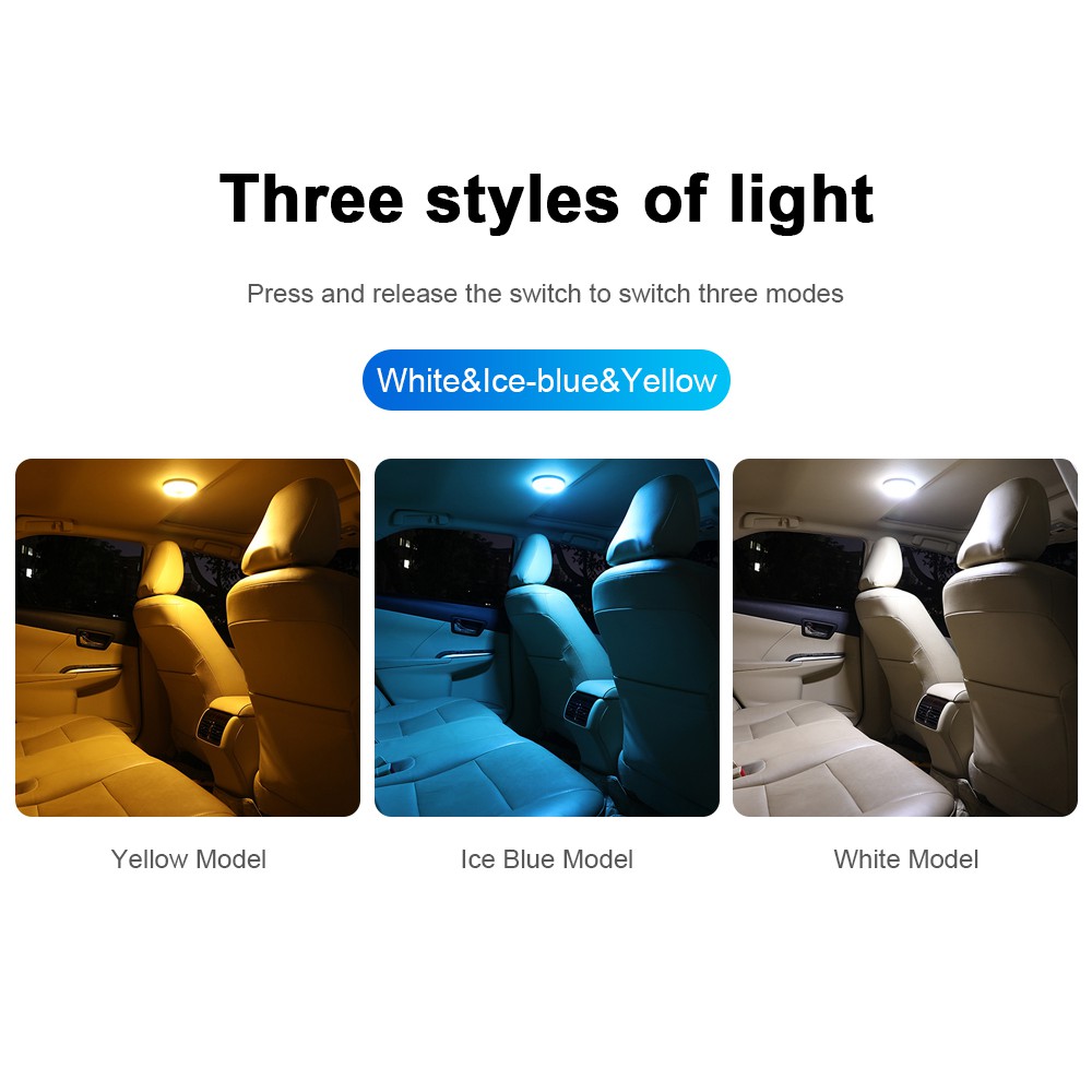 Đèn LED Đọc Sách 3 Màu Sạc USB Thông Dụng Cho Xe Hơi