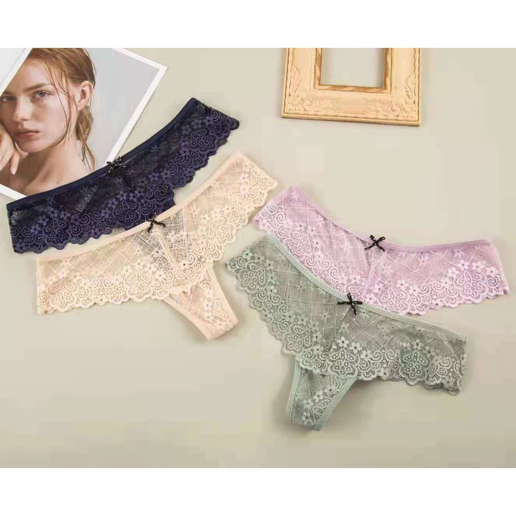 Quần lót nữ quần lọt khe ren hoa mềm mại đính nơ sexy gợi cảm quyến rũ