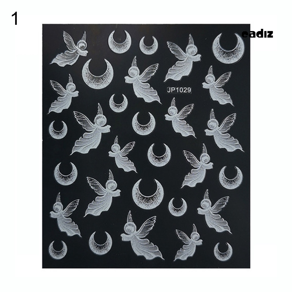 Miếng Dán Trang Trí Móng Tay Chuyển Đổi Màu Trắng Hình Bướm/ Mặt Trăng