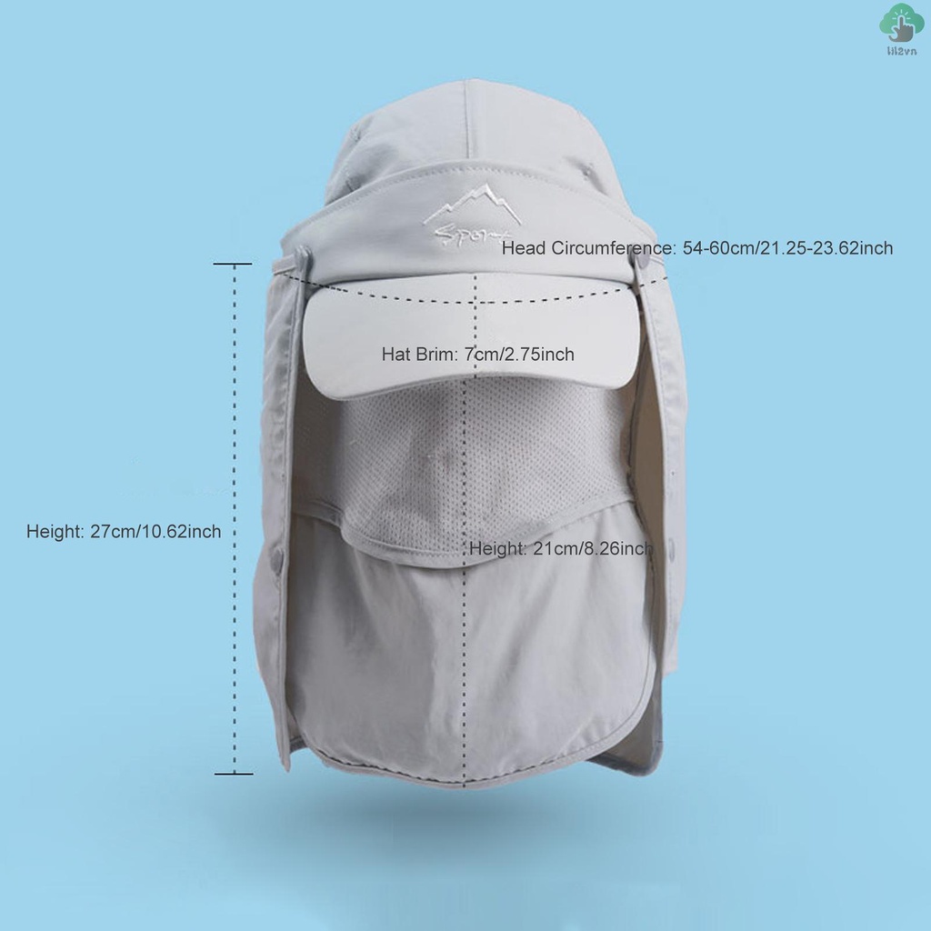 Mũ Chống Nắng Kèm Khăn Che Mặt Chất Liệu Khô Thoáng Nhanh Thời Trang Mùa Hè Cho Nam Và Nữ