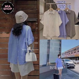 Áo sơ mi Mia tay lỡ, áo sơ mi nữ, áo sơ mi form rộng phối cúc áo sau lưng