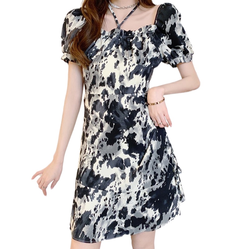 Đầm In Mực Thời Trang Hàn Quốc Lãng Mạn