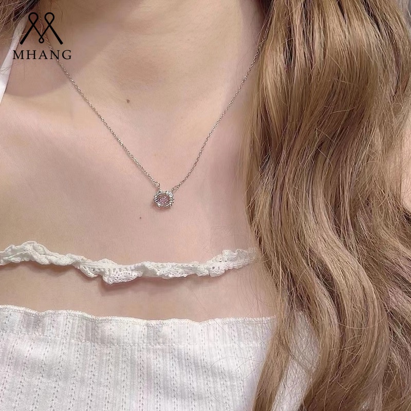 Vòng cổ Mạ Bạc Mặt Mèo Hello Kitty Đính Đá Dễ Thương