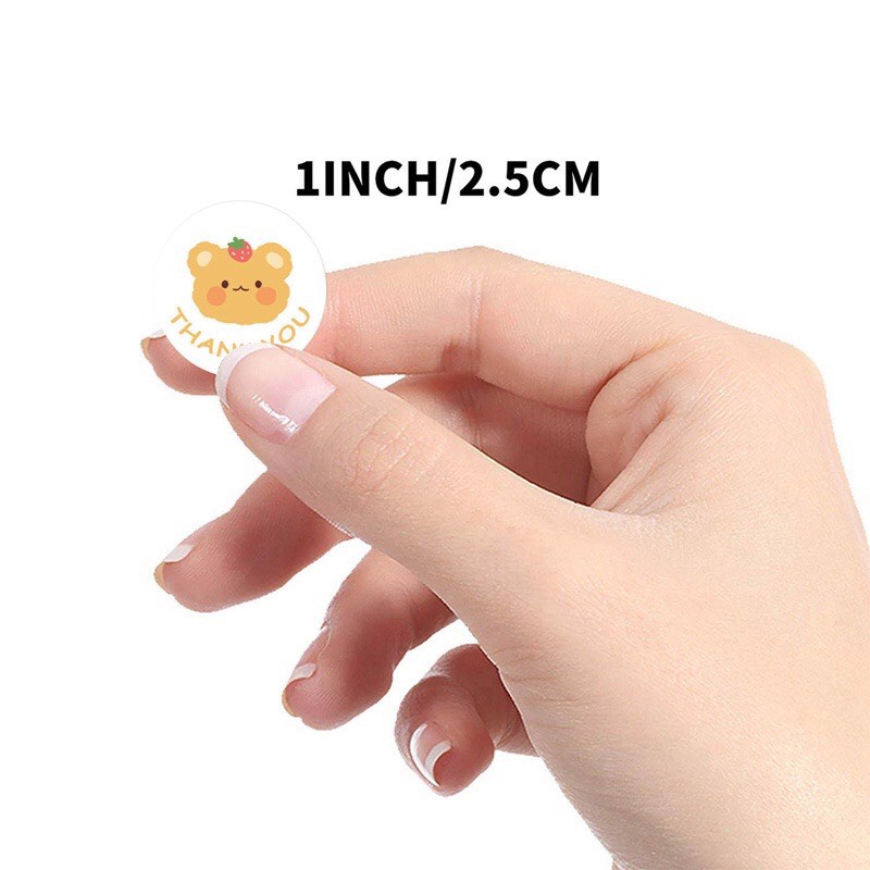 Cuộn 500 tem nhãn dán Sticker Thank you gấu thỏ dễ thương, khích lệ khen thưởng học tập cho bé với họa tiết đáng yêu
