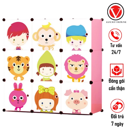 Tủ nhựa ghép 9 ngăn đa năng nhiều mẫu dễ thương V LUCKY HOUSE VLK67