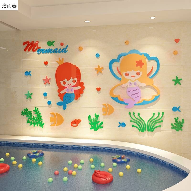 Tranh Mica trang trí Nàng tiên cá Trang trí phòng cho bé, Trường mầm non Nhiều Size - EPeBen