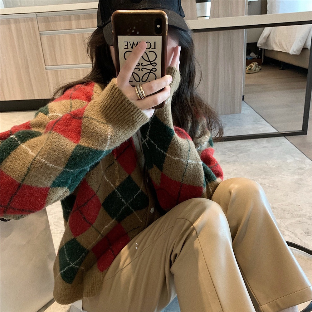 Áo Khoác Cardigan Dáng Rộng Cổ Chữ V Thời Trang Xuân Thu Dễ Thương Cho Nữ