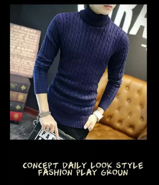 Áo len nam cổ lọ vặn thừng cao cấp hy | BigBuy360 - bigbuy360.vn