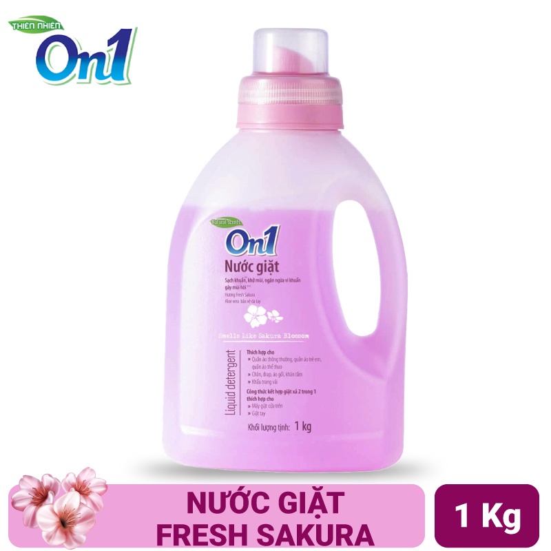 Combo 2 chai nước giặt On1 hương Fresh Sakura 1Kg /chai - Thơm mát kết hợp giặt xả 2 trong 1 - 2C-NGS1