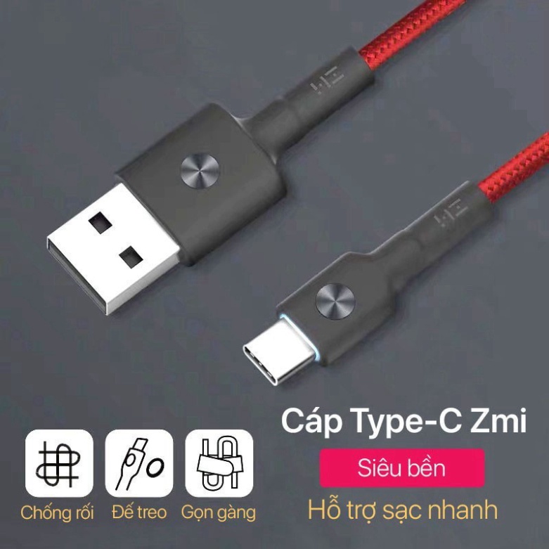 Dây Cáp Type C Xiaomi ZMI 3A Sạc nhanh cáp AL401 AL411 AL431 0.3m/1m/2m Bọc Vải Dù Siêu Bền Bảo hành 12 tháng