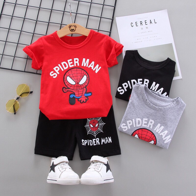 Bộ siêu nhân nhện Spiderman chất liệu cotton tàu cho bé trai