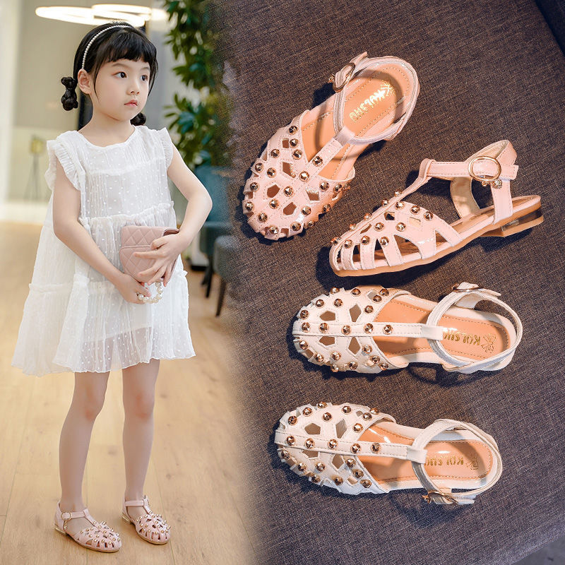 Giày sandal bằng da PU phong cách La Mã Giày Dép Bé Gái 3 Tháng-4 Tuổi Thương Hiệu