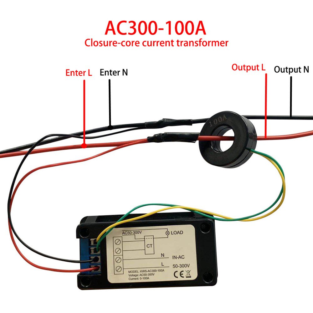 Công tơ điện tử 6 thông số KWS-AC300V 100A tích hợp màn hình LCD thích hợp lắp gia đình ,phòng trọ...có reset