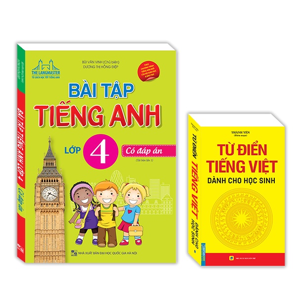 Sách - Combo 2c Bài tập tiếng Anh lớp 4 ;Từ điển tiếng việt dành cho học sinh (khổ nhỏ)