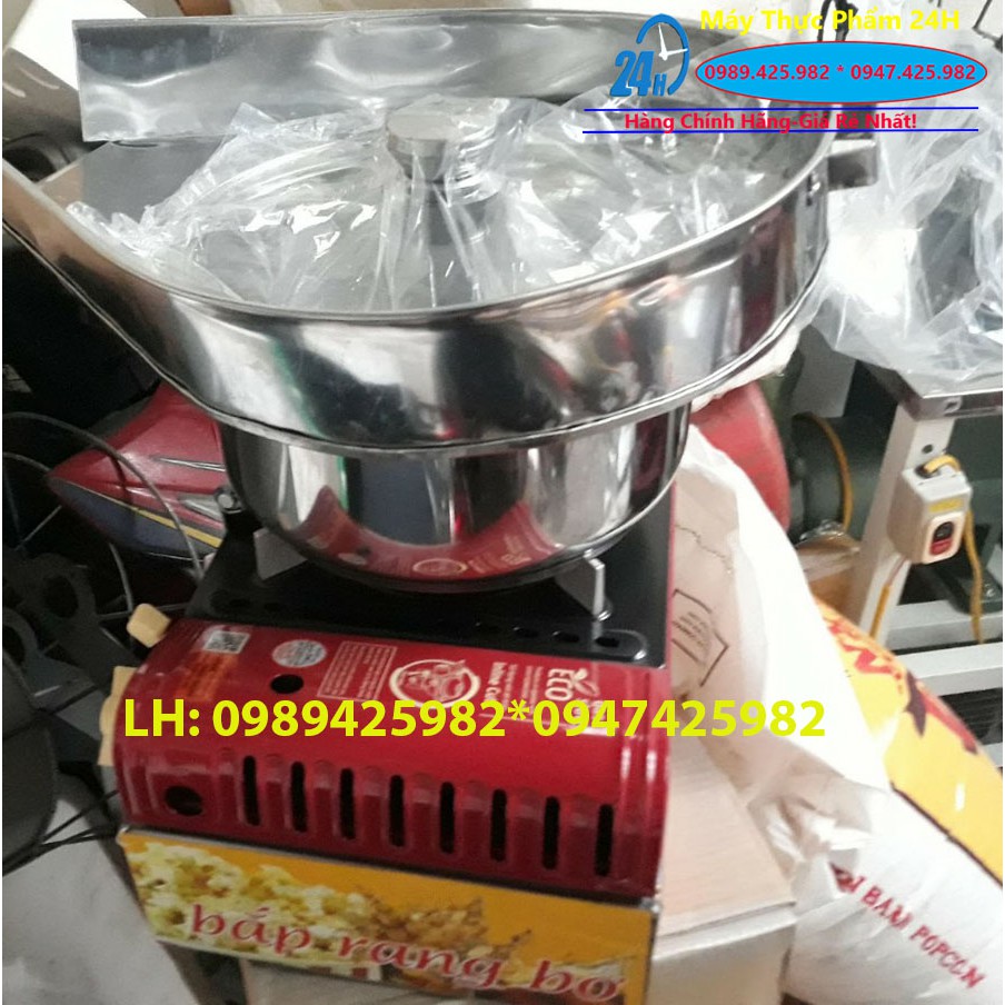 Máy làm bỏng ngô,máy nổ bỏng ngô loại dùng gas nồi siêu dày 3 lớp có vành máng